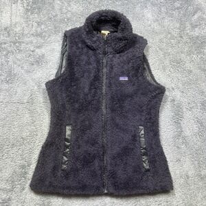 Patagonia‎ Los Gatos Deep Pile Vest Womens M Purple Full Zip Reversible Pockets